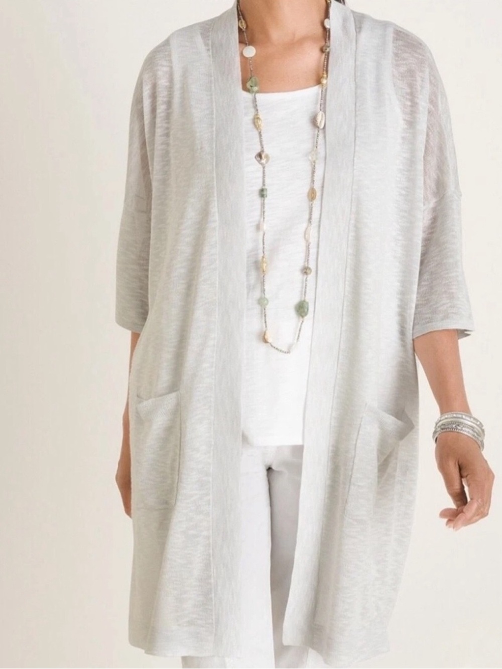 Chico's Lightweight Open-Front Duster Cardigan